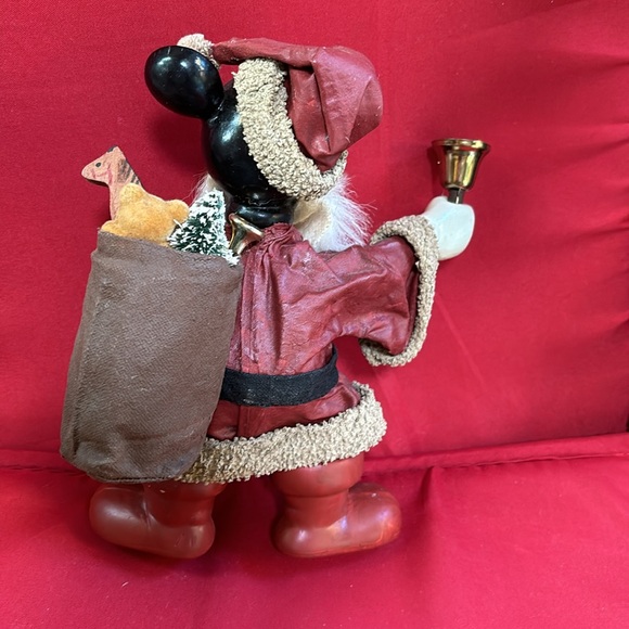 Walt DISNEY MICKEY MOUSE SANTA SUIT FABRIC MACHE -  8" Vintage - Picture 5 of 8
